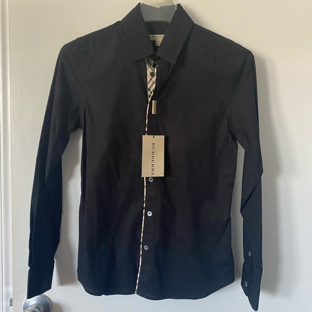 XS black Burberry button up.  New with tags.
